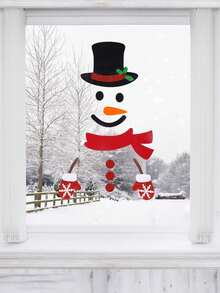 1 zestaw - urocze ozdoby świąteczne z filcu: Święty Mikołaj, Bałwan, Renifer, Naklejki na drzwi/okno, Akcesoria do gabloty sklepowej, Naklejki świąteczne, Naklejki filcowe, Zdejmowane naklejki na drzwi/okno z bałwankiem