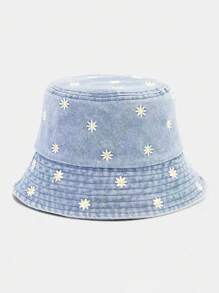 1pc Embroidered Daisy Bucket Hat - Great For Outdoor Activities, Traveling, And Sun Protection - Fisherman's Hat - View 11
