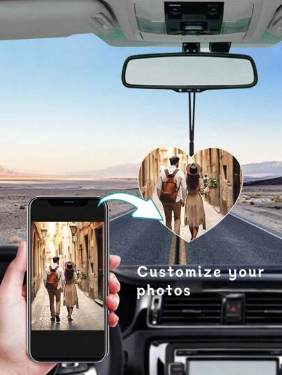 Personalized Photo Decoration, Heart-Shaped Acrylic Car Interior Decor, Graduation Birthday Anniversary Wedding, Custom Art Photo, Heart-Shaped Keychain, Can Customize Any Photo You Provide (Excluding Lanyard)