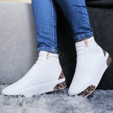 Women's Suede Ankle Boots With Side Zipper Fitness Gym Boot Lightweight Walking Shoes - trắng - Xem 1