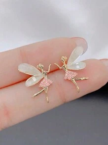 1 Pair Minimalistic Cute Rhinestone Metal Stud Earrings - Yellow Gold - View 2