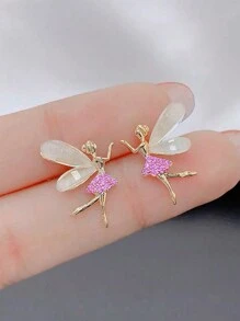 1 Pair Minimalistic Cute Rhinestone Metal Stud Earrings - Yellow Gold - View 3
