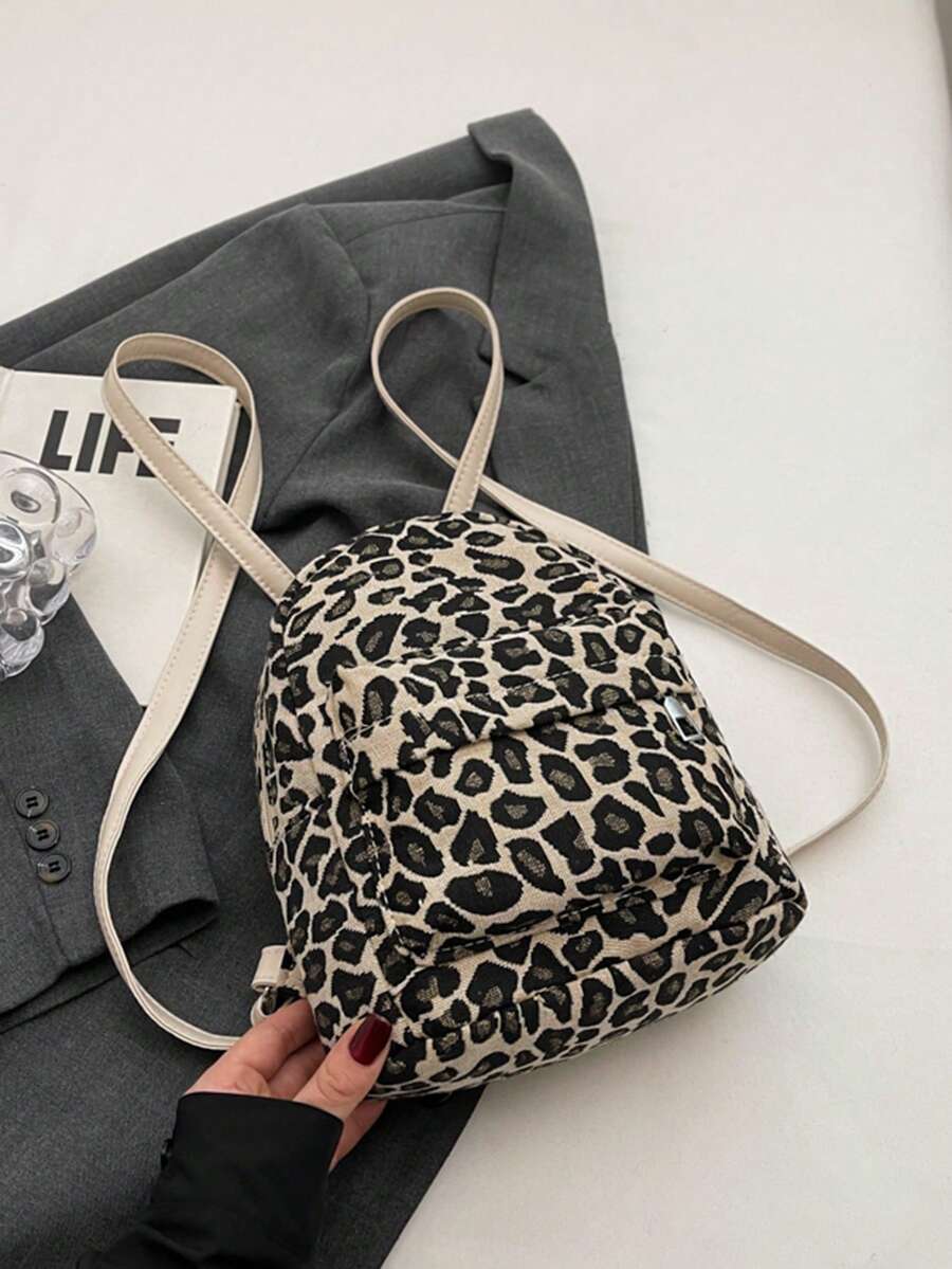 Mini Leopard Print Backpack Large Capacity Women Backpack, , First Day Of School, College Backpack