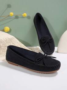 2025 Autumn Women's Black Suede Summer Beach Casual Slip-On Loafers, Fashionable New Lightweight Breathable Comfortable Soft Bottom Casual Shoes For Outdoor And Resort - Black - View 4