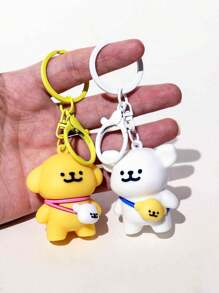 2 件女士可爱卡通狗树脂磁性钥匙扣，情侣钥匙扣带小吊坠，适合携带毛绒娃娃钥匙扣套装作为礼物 - 彩色 - 查看 3