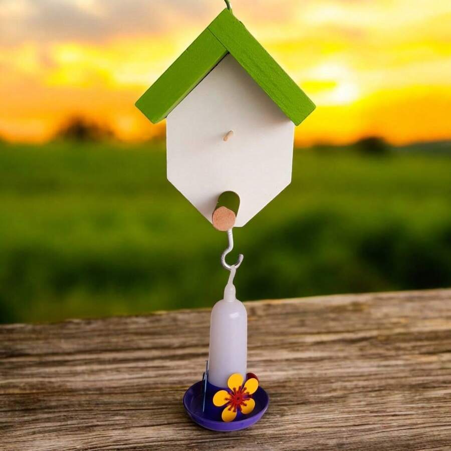 Bird Feeder Birdhouse For Garden Hummingbird Drinker Bird Feeder For Free Birds Bird Keeper Birdhouse With Drinker Feeder For Free Birds Bird House Birdhouse For Garden Bird Feeder Birdhouse Bird Feeder Drinker And Feeder For Free Birds - 青檸色 - 查看 1