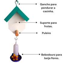 Bird Feeder Birdhouse For Garden Hummingbird Drinker Bird Feeder For Free Birds Bird Keeper Birdhouse With Drinker Feeder For Free Birds Bird House Birdhouse For Garden Bird Feeder Birdhouse Bird Feeder Drinker And Feeder For Free Birds - 青檸色 - 查看 3