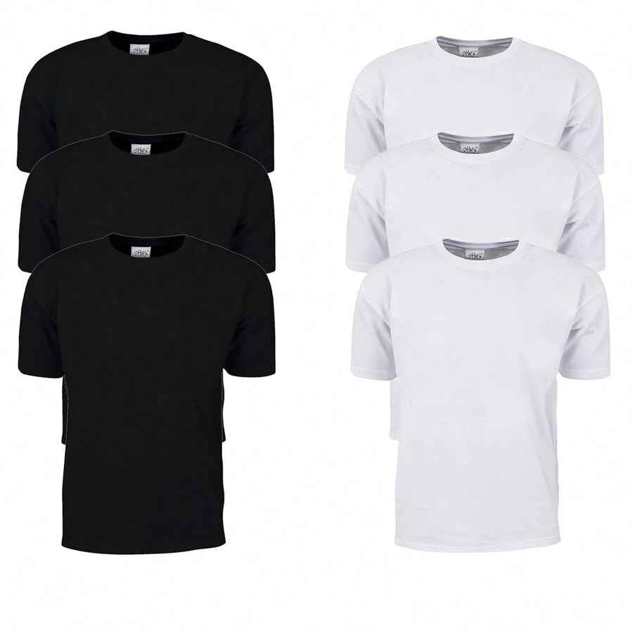 Shaka Wear Adult Max Heavyweight T-Shirt Pack Of 6 - 黑與白 - 查看 1