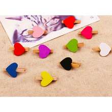1 Pack Of 50 Pcs 3cm Mini Photo Clips Colorful Love Wooden Clips Creative Clips Photo Home Decoration Cartoon Crafts, Christmas - Multicolor - View 5