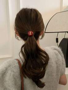 1件韩国新款秋冬发饰，别致优雅的亚克力材质，寓意好运，后脑勺发绳，高骷髅头发饰，适合日常、约会、派对等场合，简约独特，优雅的万圣节礼物。 - 彩色 - 查看 3