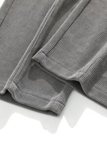 Pantalones flojos informales de moda para hombres con cordón de pana - Gris Claro - Ver 6