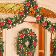 49.21 Ft Christmas Decoration Green Grass Garland, Holiday Decoration Soft Green For Outdoor Indoor Use Artificial Greenery Garden Or Party Wedding, Stairs(Different Specifications Of Products Have Different Lengths) Home Decor Christmas Decorations Room Decor
