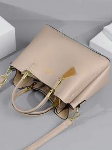 Dedoo 时尚、奢华、多功能、大容量魅力手提包，配有肩带 - 卡其色 - 查看 5