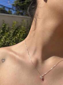 Colar corrente Prata 925 ponto de luz coração