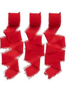 2 chiếc ruy băng chiffon giáng sinh có tua rua thủ công - Hoàn hảo cho thiệp mời đám cưới, hoa cưới và gói quà - Xanh lá cây và đỏ, Giáng sinh - Nhiều màu - Xem 8