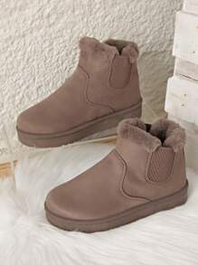 Damen Modemode Schneestiefel, flache warme Winterschuhe, kurze Winterstiefel