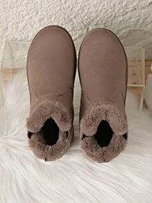 Damen Modemode Schneestiefel, flache warme Winterschuhe, kurze Winterstiefel