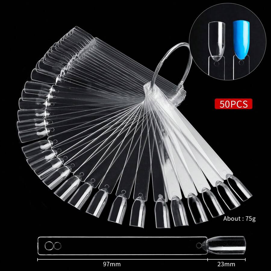 MUESTRARIO PUNTA PICUDO 50 PIEZAS DE UÑAS ACRILICA  GELSH - transparente - Ver 1