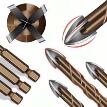 7Pcs Cross Tile Drill Bits Set Hex Shank Glass Cement Metal Ceramic Wood Plastic Alloy Drill Bit 3 4 5 6 8 10 12mm Hole Opener,Tool Accessories