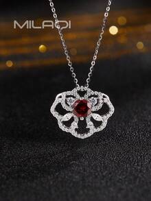1 chiếc vòng cổ bằng đá Garnet tự nhiên 925 Sterling Silver mạ vàng 18K, dùng để đeo hàng ngày hoặc dự tiệc - Đỏ - Xem 5