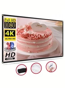 DUYIKJ 4k Ultra High Definition Projection Screen Projection 60 Inch -150 Inch Home Projector Screen Home Projector High-Definition Screen White Screen Simple Screen Projection Screen Wall Hanging Screen - 120-inch High-density 16:9 - View 1