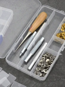 1 pieza Caja de almacenamiento de compartimentos multiusos pequeños, impermeable y desmontable, adecuada para guardar joyas, accesorios de manicura, tornillos y herramientas, para vacaciones en la playa, colección de baño, colección de dormitorio, gran capacidad, bolsa de maquillaje, esencial de viaje - transparente - Ver 7
