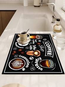 1pc,Coffee Machine Diatom Mud Drainage Pad, Soft Rubber Drain Pad, Non-Slip Super Absorbent And Wear-Resistant Dish-Washing Dry Pad, Placemat For Countertop Dining Kitchen Table Mat, Courtyard Table Decoration, Household Kitchen Supplies