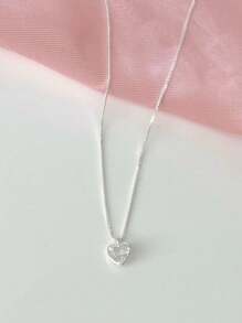Colar corrente Prata 925 ponto de luz coração