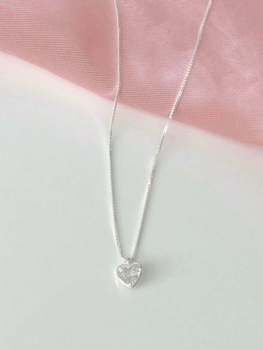 Colar corrente Prata 925 ponto de luz coração