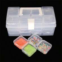 1 pieza Caja de exhibición de joyería de plástico transparente, organizador de sobremesa a prueba de polvo para joyería DIY, cuentas, colgantes, cristales, gemas