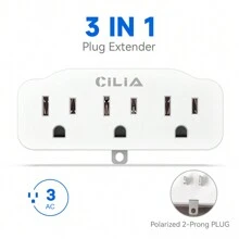CILIA 1 pieza Adaptador de enchufe múltiple, Expensor de salida de pared de 3 tomas, Divisor de enchufe eléctrico pequeño para crucero, viaje, hogar, oficina Enchufe múltiple Blanco/Negro - Tipo de Enchufe A USA (110-127V) - Ver 2
