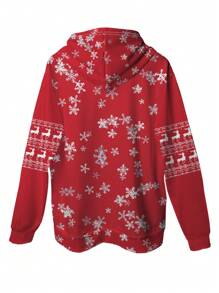 Men's Christmas Elk And Snowflake Printed Hoodie - Multicolor - View 4