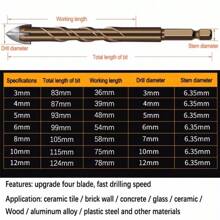 7Pcs Cross Tile Drill Bits Set Hex Shank Glass Cement Metal Ceramic Wood Plastic Alloy Drill Bit 3 4 5 6 8 10 12mm Hole Opener,Tool Accessories