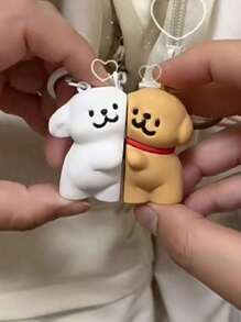 2 件女士可爱卡通狗树脂磁性钥匙扣，情侣钥匙扣带小吊坠，适合携带毛绒娃娃钥匙扣套装作为礼物 - 彩色 - 查看 7