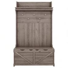 Hall Tree With Storage Bench, Entryway Bench With Drawer And 5 Hooks, Coat Rack With Display Shelf For Hallway Entryways Back To School Dormitory Storage - Brown - View 4