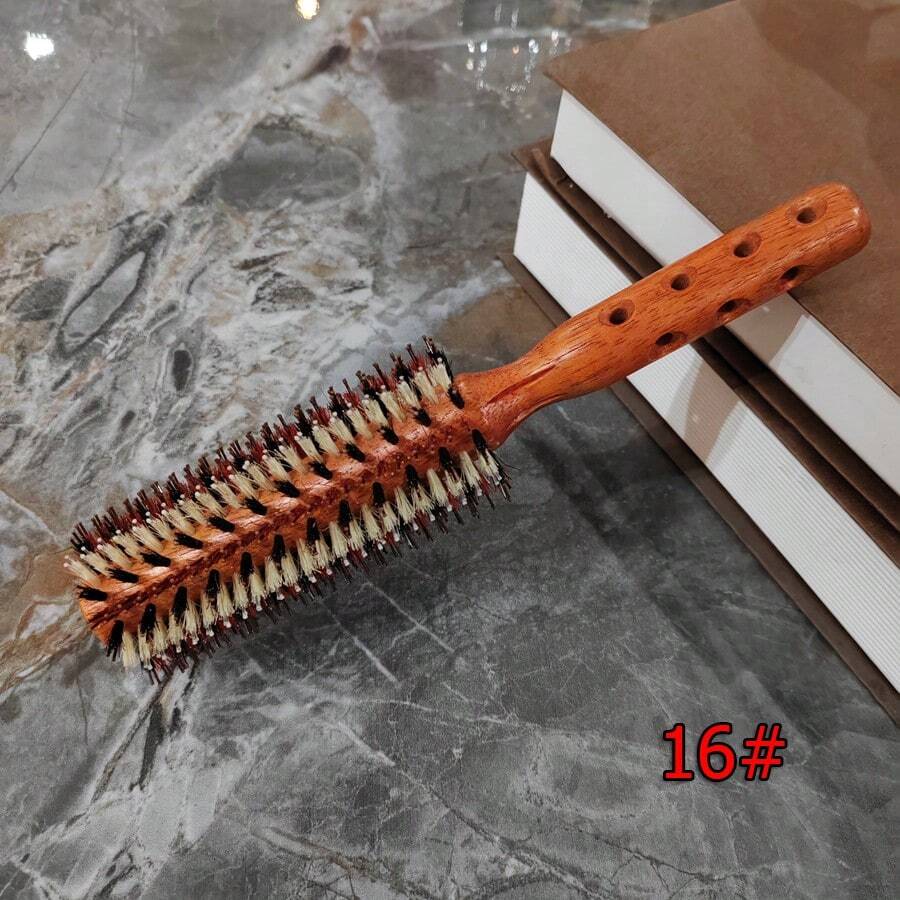 Large Size Hair Brush, Heat Resistant, Professional Salon Use For Inward Curls, Volumizing Hairstyles, Boar Bristle Hair Styler Brush - Red - View 1