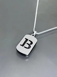 1st Heren Roestvrijstalen Trendy Ketting - 26 Holle Initialen, Elegante Letter Hanger Ketting, Kleurvast, Geschikt Voor Casual Wear En Truikettingen