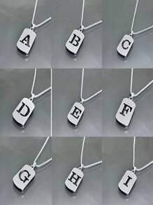 1st Heren Roestvrijstalen Trendy Ketting - 26 Holle Initialen, Elegante Letter Hanger Ketting, Kleurvast, Geschikt Voor Casual Wear En Truikettingen