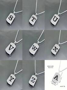 1st Heren Roestvrijstalen Trendy Ketting - 26 Holle Initialen, Elegante Letter Hanger Ketting, Kleurvast, Geschikt Voor Casual Wear En Truikettingen