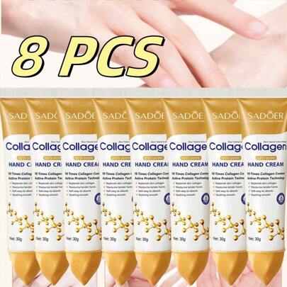 SADOER 4 قطع / 8 قطع / 20 قطع / 30 قطع كريم يد مضاد للتجاعيد بالكولاجين، مرطب ومغذي للبشرة، يمنع الجفاف والتشقق