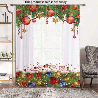 1pc Christmas Decor Curtain: Red And Green Holiday Vibes To Add A Bright Touch To Your Home!