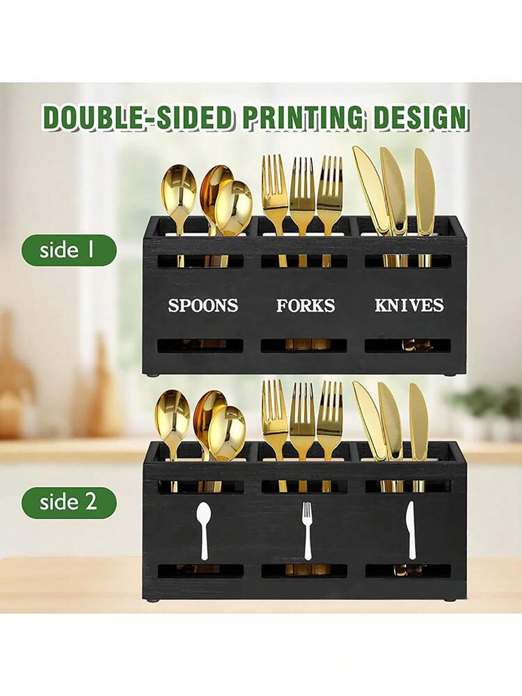 Clyfanesy Portautensili in legno rotante a 360°,portaposate da cucina, organizer per utensili da cucina con porta cucchiaio, decorazione da cucina con piedini antiscivolo, per spatole, cucchiai