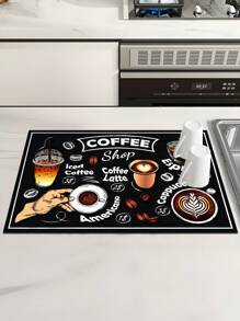 1pc,Coffee Machine Diatom Mud Drainage Pad, Soft Rubber Drain Pad, Non-Slip Super Absorbent And Wear-Resistant Dish-Washing Dry Pad, Placemat For Countertop Dining Kitchen Table Mat, Courtyard Table Decoration, Household Kitchen Supplies
