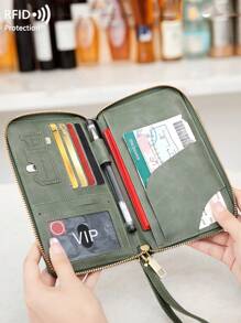 CHARM INFINITE RFID Anti-Theft Brush Creative Aircraft Passport Bag Fashion Wallet Ticket Credit Card Bag Multifunctional Zipper Passport Holder With Wrist Strap Travel Stuff Travel Organizer Travel Items Travel Wallet Passport Holder Passport Wallet Beach Vacation Bag Summer