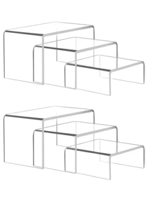 1/2 Set Acrylic Tiered Display Stand, Rectangular Acrylic Cupcake, Cosmetics, Arts And Crafts, Jewelry Organizer Rack For Home, Office, Retail Store Countertop Decoration Jewelry Box, Jewellery Box, Jewelry Organiser For Women And Girls, Jewelry Holder, Ideal For Halloween Earrings, Necklace, Rings, And Wedding Accessories;Also Suitable For Home Decor And Bridesmaid Gift Sun Travel Cool Back To School, Room Decor - Transparent/Black - View 11