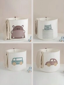 1pc Large Capacity Felt Foldable Toy Storage Basket & Laundry Hamper Love Valentine - Multicolor - View 2