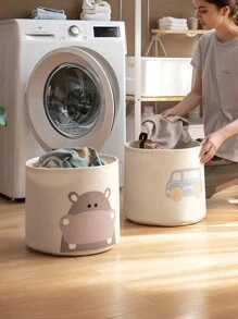 1pc Large Capacity Felt Foldable Toy Storage Basket & Laundry Hamper Love Valentine - Multicolor - View 3