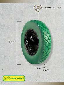 Llanta Para Carretilla Imponchable Pu Con Rin Y Baleros Lion Repuesto Herramienta - Verde - Ver 6