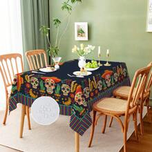 1 件万圣节墨西哥风格装饰桌布，防水防污，适合晚餐、野餐、派对、餐厅、咖啡馆、户外使用，多种尺寸可供选择 - 彩色 - 查看 3