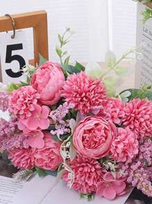 1 Stück/3 Stück künstliche Rose Ball Pfingstrose gemischter Blumenstrauß, Hochzeit Braut Blumenstrauß, DIY Kranz Material, Geburtstags-Party Heimdekoration, Vase Füllung, Outdoor Garten, Herbst, Neujahrsgeschenk, Valentinstag, Geschenk
